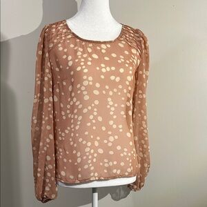 Xhilaration Tan Polka Dot Blouse